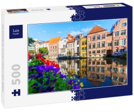 Lais Puzzle - alte Stadthäuser an einem Kanal in Gent, Belgien - 500 Teile