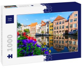 Lais Puzzle - alte Stadthäuser an einem Kanal in Gent, Belgien - 1.000 Teile