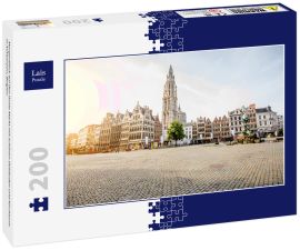 Lais Puzzle - Morgenblick auf den Grote Markt mit schönen Gebäuden und Kirchturm in Antwerpen, Belgien - 200 Teile
