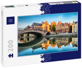 Lais Puzzle - Mittelalterliche Kathedrale und Brücke über einen Kanal in Gent - Gent, Belgien - 200 Teile