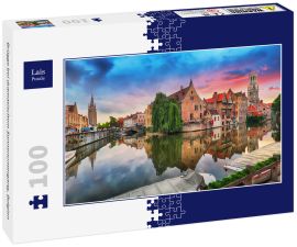 Lais Puzzle - Brügge bei dramatischem Sonnenuntergang, Belgien - 100 Teile