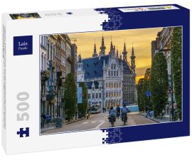 Lais Puzzle - Leuven, Belgien Blick auf die Kuppeln des Historischen Rathauses von Leuven, bei Bondgenotenlaan, goldener Sonnenuntergang - 500 Teile