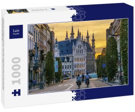 Lais Puzzle - Leuven, Belgien Blick auf die Kuppeln des Historischen Rathauses von Leuven, bei Bondgenotenlaan, goldener Sonnenuntergang - 1.000 Teile