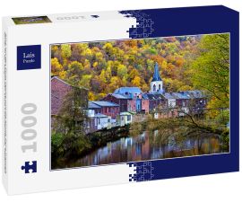 Lais Puzzle - Blick auf den Fluss Vesdre und die Kirche Saint Francois Xavier in der belgischen Stadt Chaudfontaine, Wallonien - 1.000 Teile