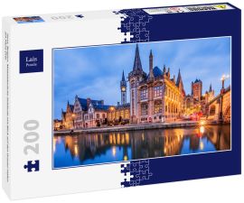 Lais Puzzle - Gent, Belgien. Mittelalterliche Gebäude mit Blick auf den Graslei-Hafen am Fluss Leie. - 200 Teile