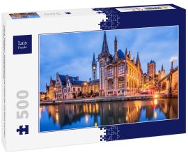 Lais Puzzle - Gent, Belgien. Mittelalterliche Gebäude mit Blick auf den Graslei-Hafen am Fluss Leie. - 500 Teile