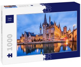 Lais Puzzle - Gent, Belgien. Mittelalterliche Gebäude mit Blick auf den Graslei-Hafen am Fluss Leie. - 1.000 Teile