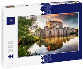 Lais Puzzle - Gent - Schloss Gravensteen bei dramatischem Sonnenaufgang - 200 Teile