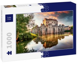 Lais Puzzle - Gent - Schloss Gravensteen bei dramatischem Sonnenaufgang - 1.000 Teile