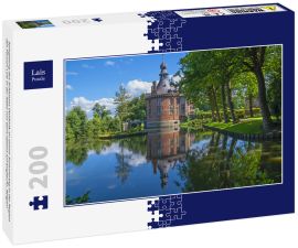 Lais Puzzle - Spiegelung des Schlosses Ooidonk an einem Sommertag in der Region des Flusses Leie in der Nähe von Gent (Ghent auf Englisch), Belgien - 200 Teile