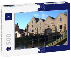 Lais Puzzle - s'Hertogenmolens: große Wassermühlen am Fluss Demer in Aarschot (Belgien). Erbaut um 1510. Ansicht von Osten - 500 Teile