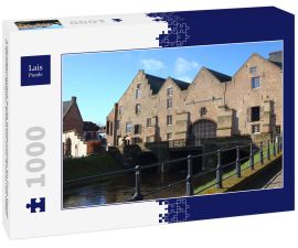 Lais Puzzle - s'Hertogenmolens: große Wassermühlen am Fluss Demer in Aarschot (Belgien). Erbaut um 1510. Ansicht von Osten - 1.000 Teile