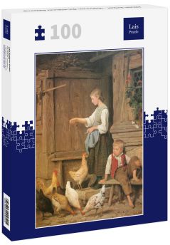 Lais Puzzle - Albert Anker - Mädchen die Hühner fütternd - 100 Teile