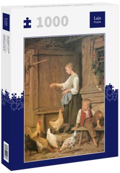 Lais Puzzle - Albert Anker - Mädchen die Hühner fütternd - 1.000 Teile